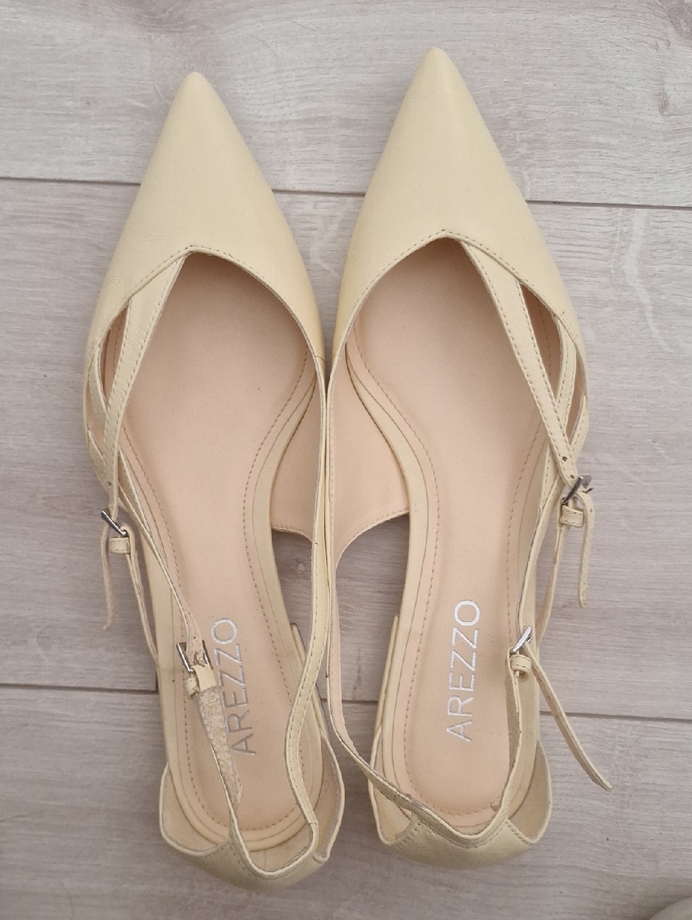Arezzo  Pointed Slingback Flats in Pale Yellow